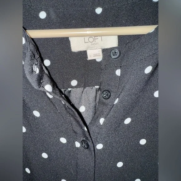 LOFT Black Dress with White Polka Dots - Picture 5 of 7